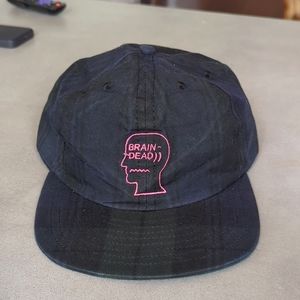 Brain Dead waxed logo checkered hat